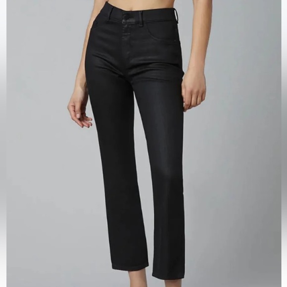 DL 1961 Patti Straight High Rise Black Coated Jeans - Picture 1 of 11